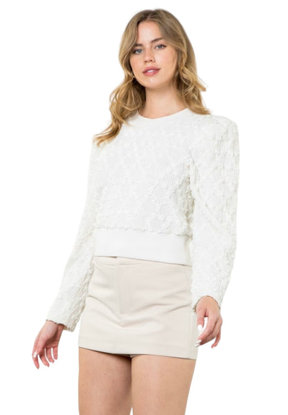 THML CREAM LACE DETAILED TOP