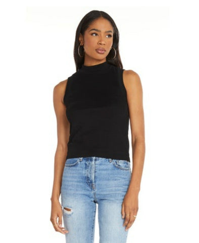 BOBI MOCK TURTLENECK SLEEVELESS TOP BLACK