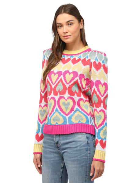 FATE HEART JACQUARD PUFF SWEATER