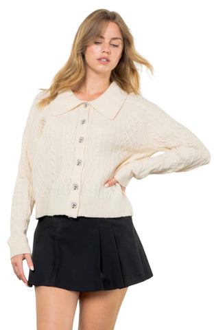 THML BUTTON UP KNIT CARDIGAN CREAM