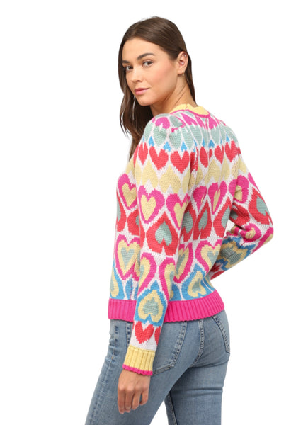 FATE HEART JACQUARD PUFF SWEATER