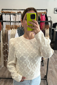 THML CREAM LACE DETAILED TOP