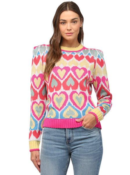 FATE HEART JACQUARD PUFF SWEATER