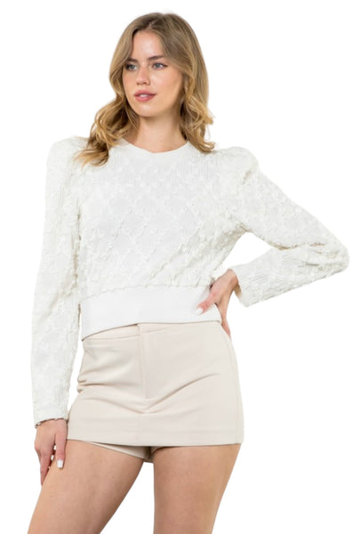 THML CREAM LACE DETAILED TOP