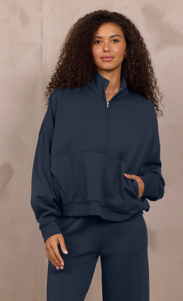 VINTAGE HAVANA MISTY BLUE CLOUD FLEECE QUARTER ZIP