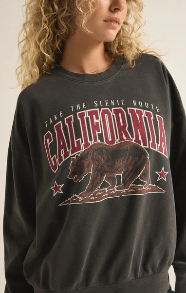 Z SUPPLY CALI BEAR SWEATSHIRT BLACK SAND