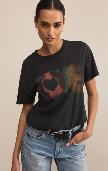 Z SUPPLY TRUE LOVE BOYFRIEND TEE BLACK SAND