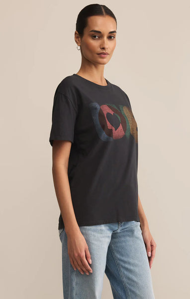 Z SUPPLY TRUE LOVE BOYFRIEND TEE BLACK SAND