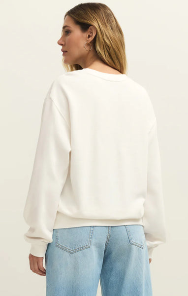 Z SUPPLY MALIBU BOYFRIEND SWEATSHIRT SEA SALT