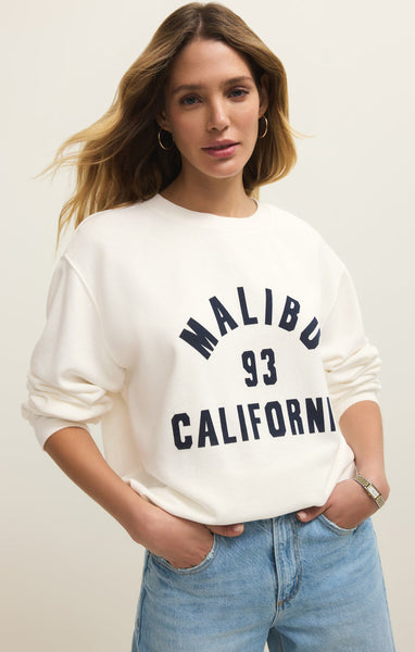 Z SUPPLY MALIBU BOYFRIEND SWEATSHIRT SEA SALT