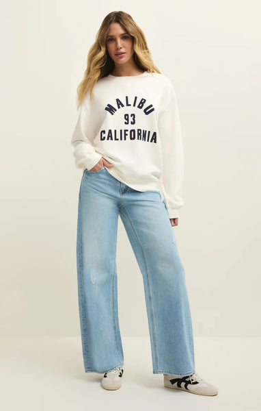 Z SUPPLY MALIBU BOYFRIEND SWEATSHIRT SEA SALT