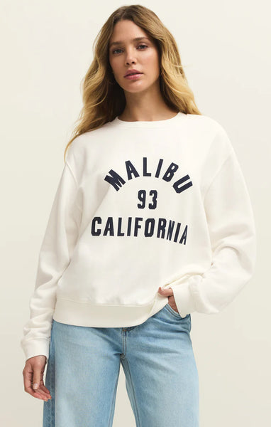 Z SUPPLY MALIBU BOYFRIEND SWEATSHIRT SEA SALT