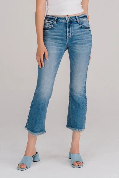 HIDDEN FRAYED HEM STRETCH CROP FLARE CASEY