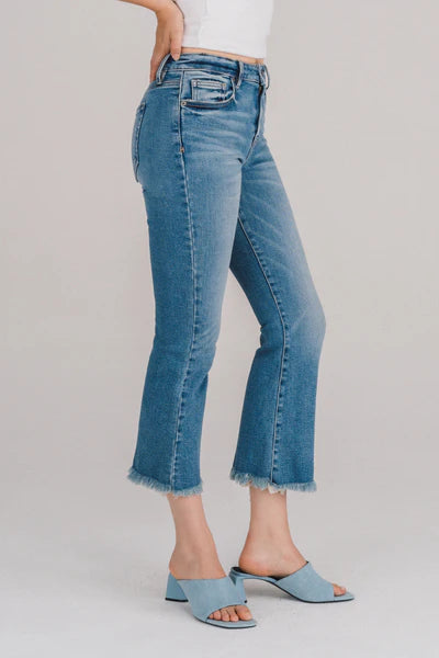 HIDDEN FRAYED HEM STRETCH CROP FLARE CASEY