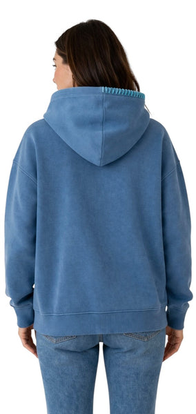 VINTAGE HAVANA GARMENT DYE HOODIE STITCHING BLUE