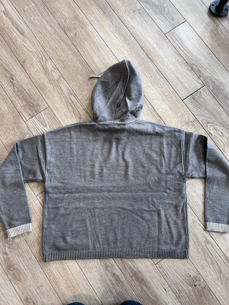 T&S HOODED SWEATER W CONTRAST TRIM CHARCOAL GREY
