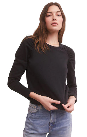 Z SUPPLY AZALEA LONG SLEEVE SWEATSHIRT IN BLACK