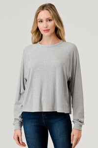 HASHTTAG HEATHER GREY RAGLAN TOP