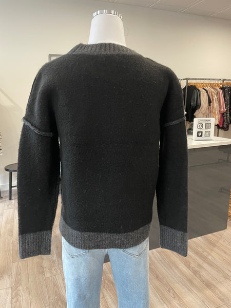 THEO & SPENCE BLACK WITH CHARCOAL SWEATER FINAL SALE