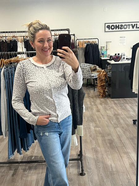 FATE FADED ANIMAL PRINT CARDIGAN