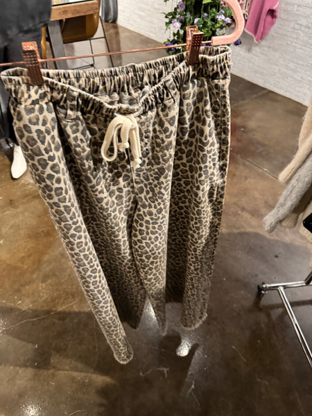 VINTAGE HAVANA LEOPARD DENIM WIDE LEG PANT