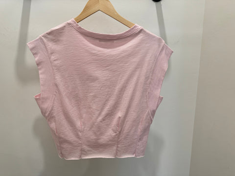 SOFT PINK SLUB FRONT DART DETAIL MISCLE TOP