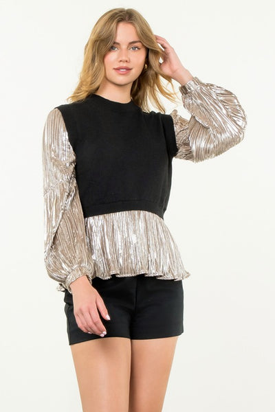 THML BLACK METALLIC TOP