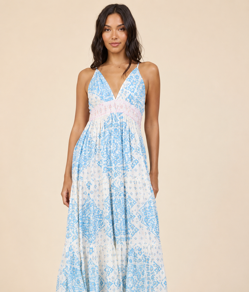 SURF GYPSY BANDANA HALTER COLORBLOCK DRESS