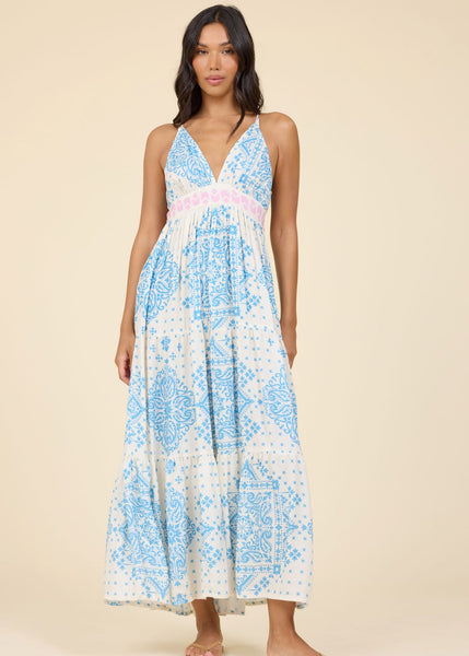SURF GYPSY BANDANA HALTER COLORBLOCK DRESS