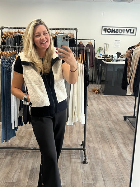 ELAN ZIP UP VEST OFF WHITE & BLACK