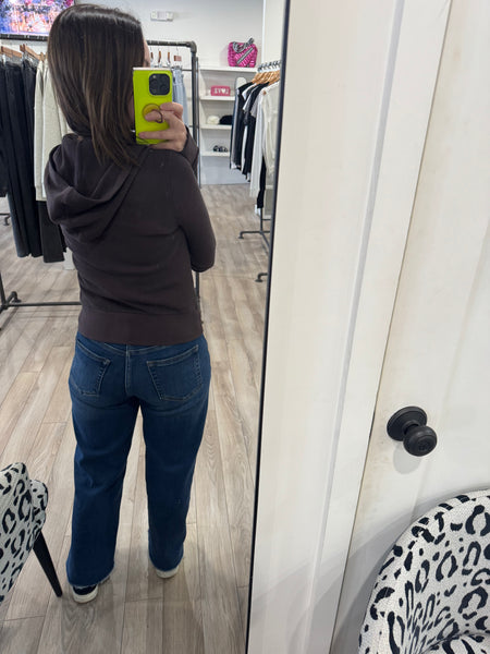 HASHTTAG THERMAL ZIP UP HOODIE COCOA