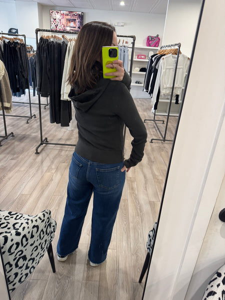 HASHTTAG THERMAL ZIP UP HOODIE HUNTER GREEN