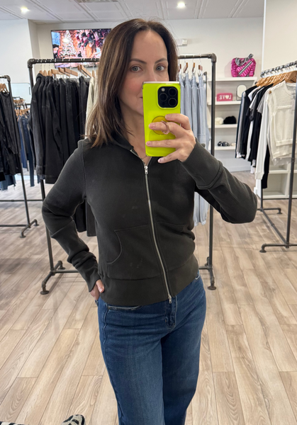 HASHTTAG THERMAL ZIP UP HOODIE HUNTER GREEN