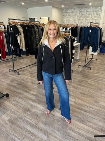 VINTAGE HAVANA BLACK FLEECE BLAZER W GREY HOODIE INSERT