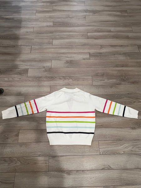 THML COLLARED V NECK STRIPED TOP