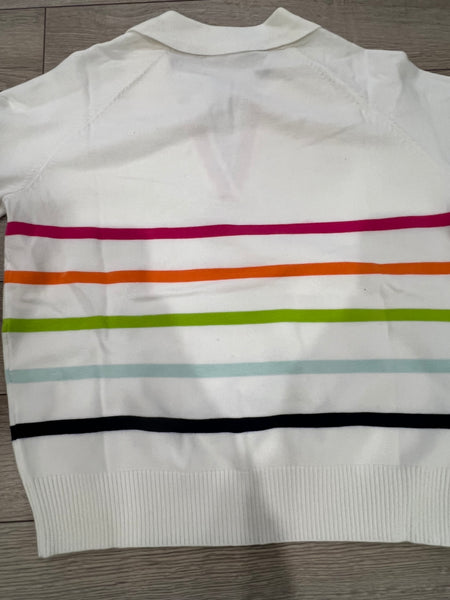 THML COLLARED V NECK STRIPED TOP