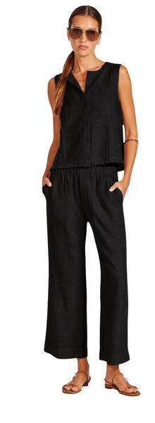BOBI CROPPED FAUX FLY PANT BLACK