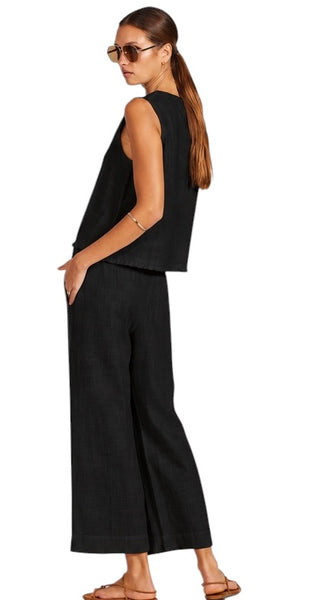 BOBI CROPPED FAUX FLY PANT BLACK