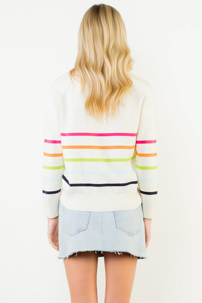 THML COLLARED V NECK STRIPED TOP