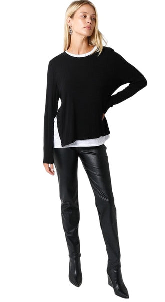 OLIVACEOUS ILLUSION CREW NECK BLACK WHITE