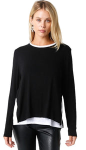 OLIVACEOUS ILLUSION CREW NECK BLACK WHITE