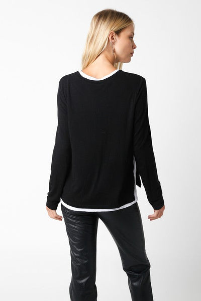 OLIVACEOUS ILLUSION CREW NECK BLACK WHITE