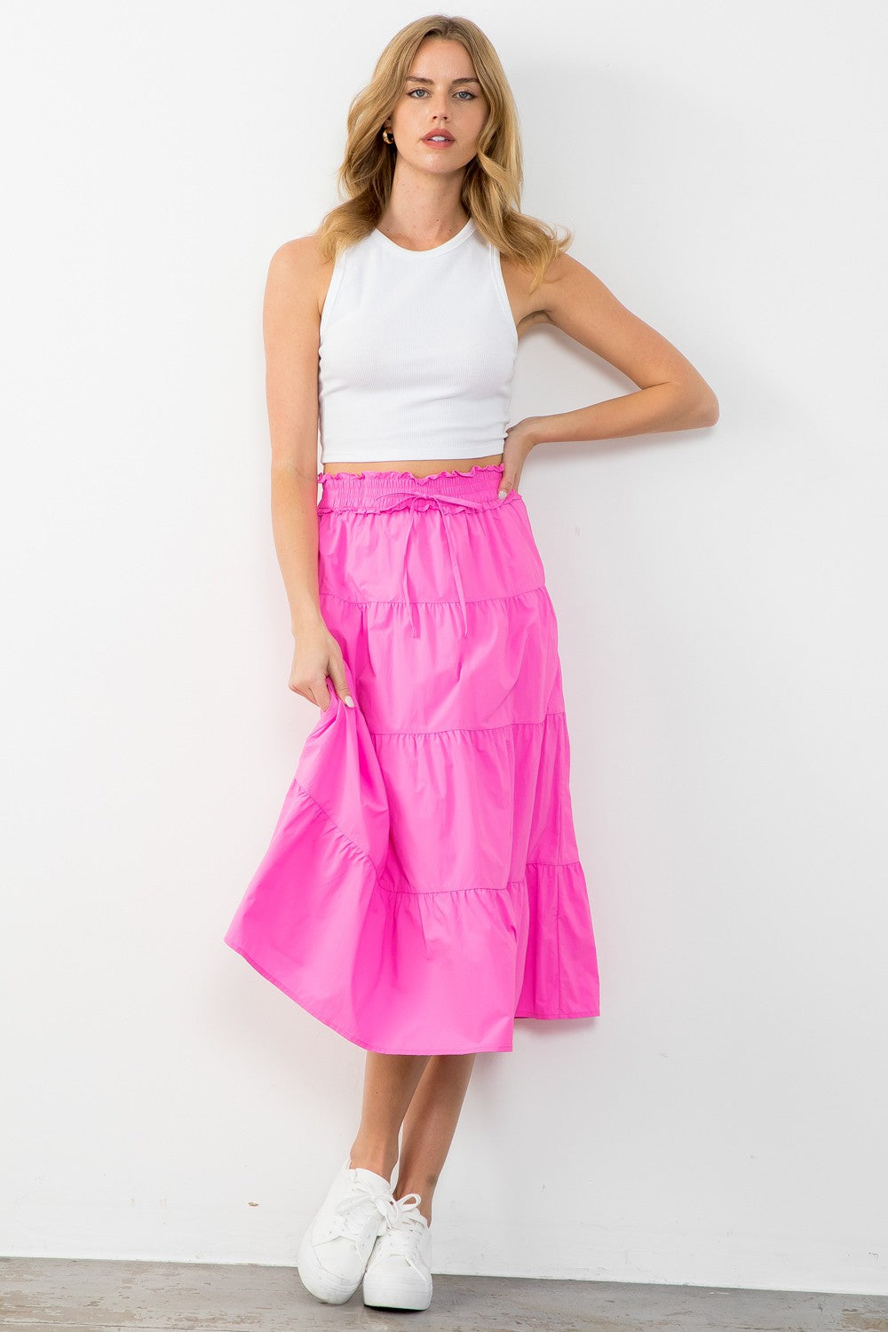 THML PINK TIERED SKIRT