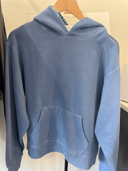 VINTAGE HAVANA GARMENT DYE HOODIE STITCHING BLUE