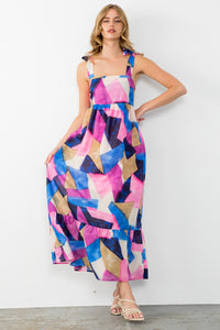 THML PINK MULTI COLORED MAXI DRESS