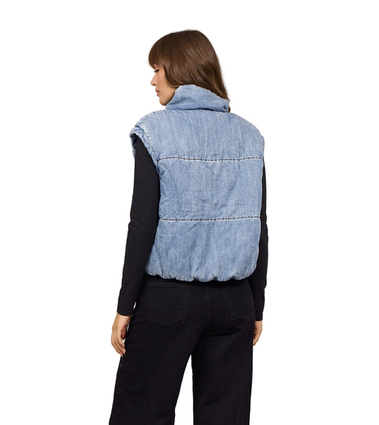 VINTAGE HAVANA TENCEL PUFFER VEST MEDIUM DENIM