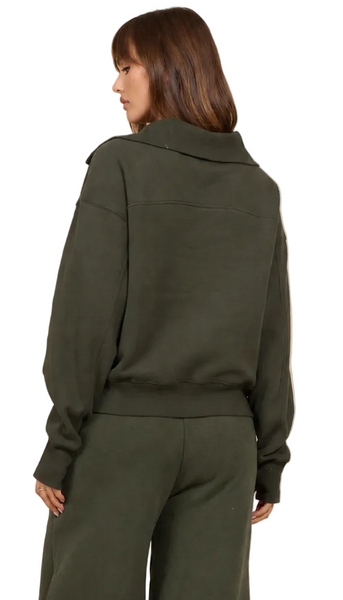 VINTAGE HAVANA ARMY OLIVE SOFT SURF WASH QUARTER ZIP