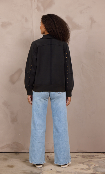 VINTAGE HAVANA WASHED BLACK STUDDED QUARTER ZIP
