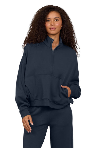 VINTAGE HAVANA MISTY BLUE CLOUD FLEECE QUARTER ZIP