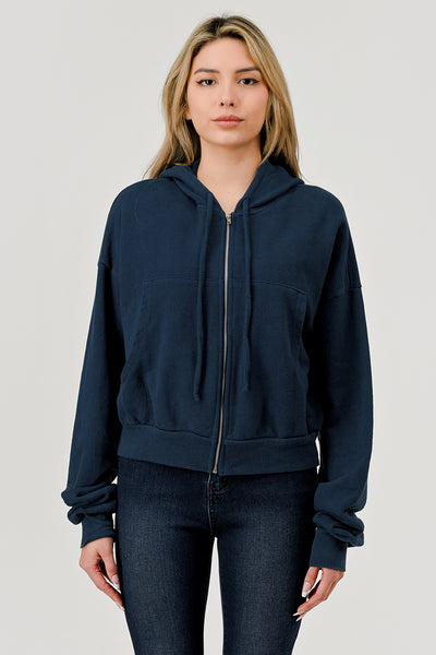 HASHTTAG VINTAGE DYE STRUCTURED HOODIE INDIGO